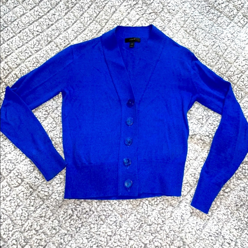 J. Crew Lightweight Crop Cardigan, Sapphire XXS